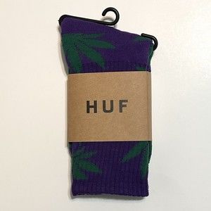 HUF Purple And Green  Plantlife Weed Marijuana Pot Leaf Socks